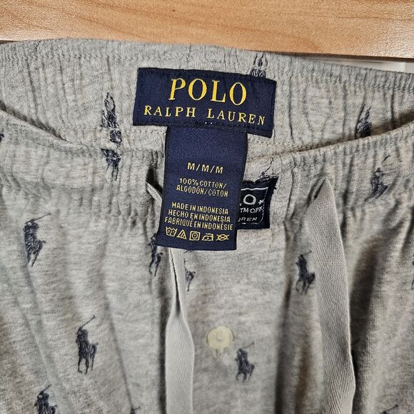 Ralph Lauren Men's Polo All Over Pony Pajama Pants Classic Gray Navy AOP Medium - Picture 4 of 4